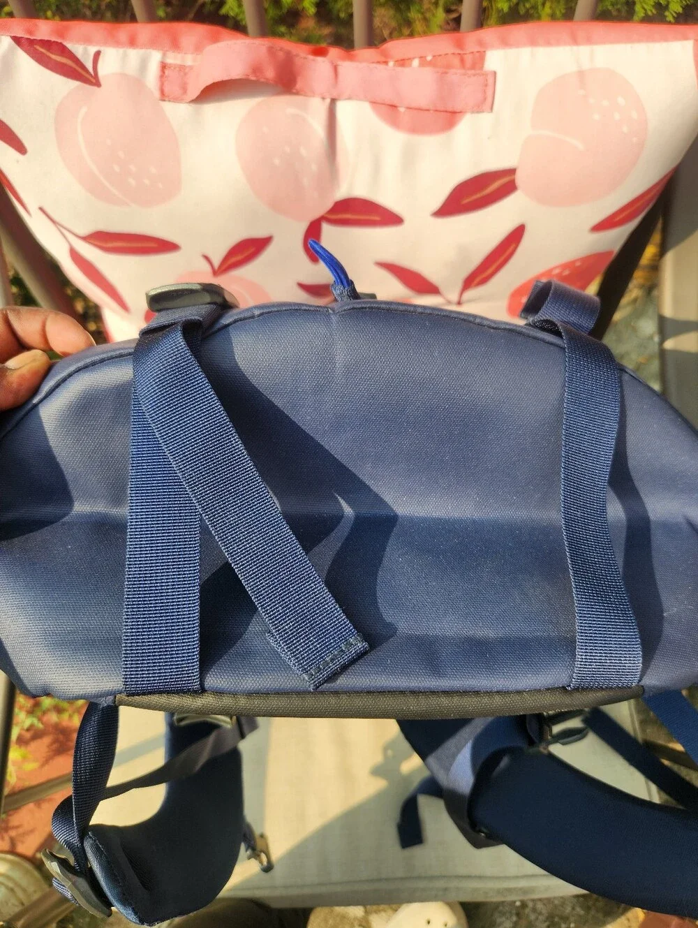 The North Face Borealis Backpack in Navy and Light Gray with Blue Bungee EUC